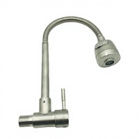 Robinet d'évier de cuisine mural pivotant et rotatif en acier inoxydable brossé, magnétisé, pour usage en balcon ou en buanderie de style américain