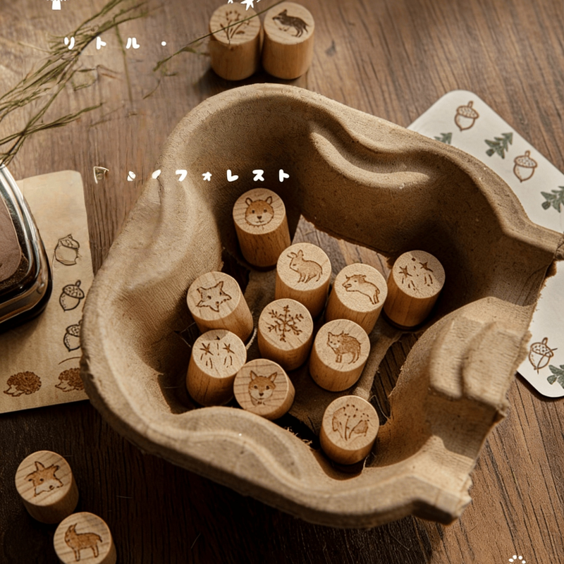 Alphabet Number Stamp Set Wooden Handle