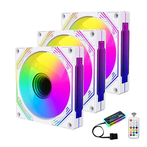 Lovingcool - Ventilador de computador para jogos, ventilador de plástico com luz LED, multicores, 120 mm, ventilador refrigerador para CPU, ventiladores ARGB para computador, ideal para jogos