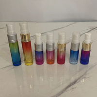 Hengjian botol parfum kosmetik kaca buram Mini 5ml mewah pompa perak 100 buah tersedia merah muda biru oranye untuk Serum Perawatan Kulit