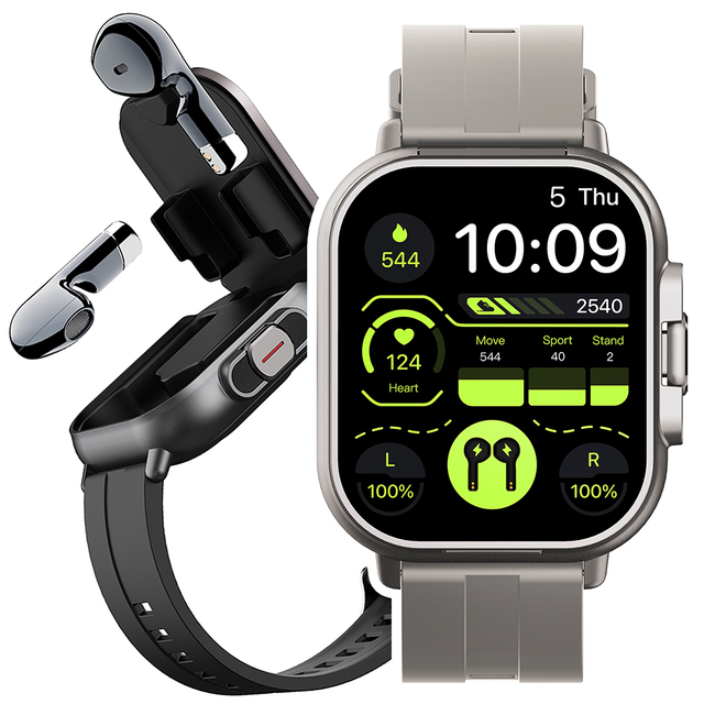 2in1 Smart Watch TWS 2-in-1 Headset Heart Rate Pressure Health Monitoring Headphone Play Music Smartwatch Bracelet Earbuds