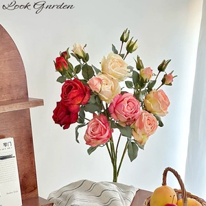 Bouquet de roses artificielles en soie, fleurs séchées, style peinture à l'huile, décoration de mariage, ornement pour salon et hôtel - Product Image 5