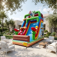 Château gonflable commercial pour enfants, thème papillon, avec double toboggan, pour fêtes en plein air, garantie 3 ans