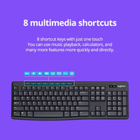Set Keyboard dan Mouse Nirkabel Logitech MK275 Set Mouse dan Keyboard Nirkabel untuk Kantor Keyboard Ukuran Penuh untuk Komputer