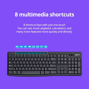 Logitech MK275 Wireless Keyboard and Mouse Set <b>Office</b> Wireless Mouse and Keyboard Set <b>Computer</b> Full Size Keyboard - Product Image 2