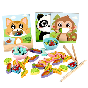 Jeu d'alimentation pour animaux Montessori Aliments assortis Puzzle Baguettes Cuillère Formation <span class=keywords><strong>Apprentissage</strong></span> Jouets éducatifs pour enfants Garçons Filles - Product Image 6