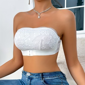 Haute qualité doux et confortable <span class=keywords><strong>sans</strong></span> bretelles <span class=keywords><strong>sans</strong></span> fil respirant et froncé femmes maille dentelle <span class=keywords><strong>soutien</strong></span>-<span class=keywords><strong>gorge</strong></span> <span class=keywords><strong>Bandeau</strong></span> - Product Image 1