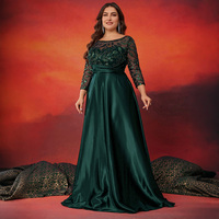 Robe de soirée en satin IMPEREA grande taille, manches 3/4, dentelle à paillettes, robe de cérémonie avec poches pour la mère de la mariée, invitée de mariage