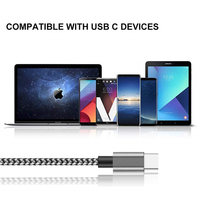 Kabel Data Pengisian Cepat 3A USB Type C Berbahan Nilon Kepang Tahan Lama 3ft 6ft 10ft untuk Perangkat