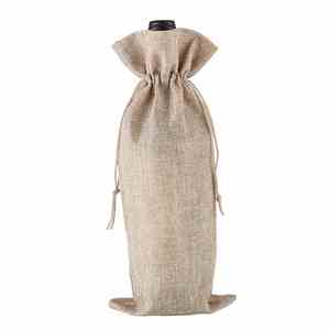 Factory Cheap Custom Wholesale Popular Jute Protection High-end Gift Burlap Custom Double Wine Drawstring Gift <b>Bag</b> - Product Image 3