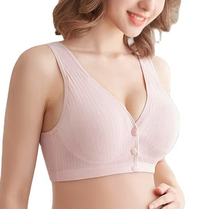 Sujetador de lactancia con aros sin costuras para mujer, tejido transpirable, ecológico, agradable para la piel, antideslizante, con cierre frontal, más vendido - Product Image 1
