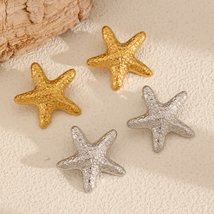 Starfish <b>Titanium</b> Steel Stud Earrings 18k Gold Plated For Women Gift Fashion Jewelry - Product Image 2