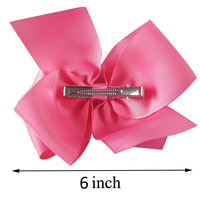 Pinces à cheveux ruban gros-grain double pile de 6 pouces nœuds de cheveux de couleur unie pour bébés filles