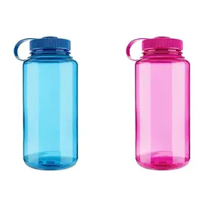 Botol Minum Plastik GZYSL, Aman untuk Makanan, Bebas BPA 32Oz, Logo Kustom, Botol Perjalanan Olahraga, Nalgene Mulut Lebar, Botol Air Plastik Tritan