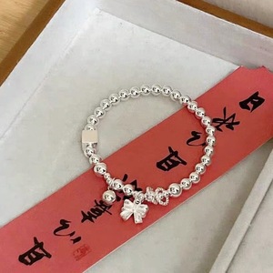 S925 Sterling Silver <b>Bow</b> Charm Bracelet For Women Elastic Rope Jewelry <b>Gift</b> - Product Image 2
