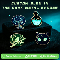 Broches personnalisées phosphorescentes en émail, badges animaux lumineux, plaqués or pour sacs à dos et vêtements, vente en gros