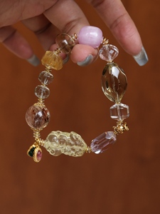 Vefiery Luxury Handmade Vintage Women's Multi Gemstone <b>Beaded</b> <b>Bracelet</b> Natural Citrine Pixiu Super Seven Rutilated Quartz 925 - Product Image 4