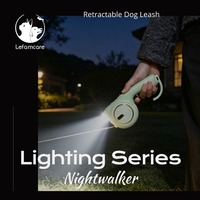 Tali Anjing LED Retractable dengan Cincin Lampu Ambient & Pelepasan Cepat, Tali Nilon Anti-Selip 4m untuk Jalan Malam