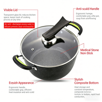 Ensemble de casseroles multi-styles en coffret cadeau |   Pots multi-couches épais antiadhésifs avec couvercle en verre |   Cadeau de mariage, de pendaison de crémaillère ou d'entreprise