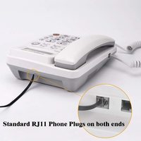 Connecteur de câble d'extension de ligne de téléphone fixe RJ11 6P4C mâle à mâle 3 pouces pour téléphone fixe, Modem, télécopieur