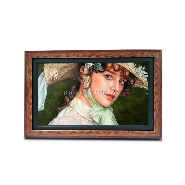 Wall Mount Big Size Wooden Frame 18.5" Electronic Digital Art Display Photo Frame Full HD 1080P Led Screen