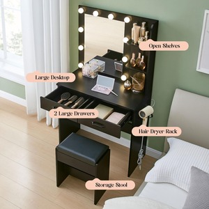 Nhà Máy Bán buôn tùy chỉnh Trắng LED phòng ngủ Vanity Bàn mới nhất thiết kế bằng gỗ bàn trang điểm với gương và ánh sáng - Product Image 2