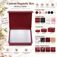 Boîte magnétique en forme de livre en carton rigide bordeaux, toucher doux haut de gamme, doublure personnalisée, couvercle magnétique, pour produits de soins personnels