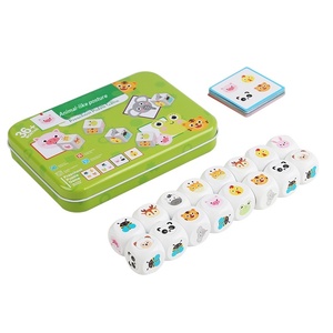 Juego de mesa de madera para niños con dados de animales y frutas, juego de emparejamiento de patrones de cartas, juguete interactivo para padres e hijos - Product Image 1