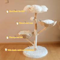 Structure d'escalade et lit pour chat en bois massif, sisal tressé à la main, style moderne, écologique et naturel, pour arbres fruitiers
