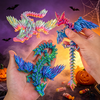 Dragon en cristal imprimé en 3D avec ailes articulées flexibles, jouet, cadeau pour panier de Pâques, décoration de bureau et objet de collection pour les fêtes