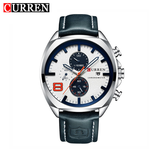 8324 CURREN Business Sport Quartz Alloy Leather High Quality Fashion Casual Chronograph Waterproof Luxury Watch Men