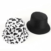 Topi Nelayan Motif Sapi Panda Laris Manis untuk Unisex, Topi Bucket Dua Sisi Model Flat Top untuk Dewasa, Pelindung Matahari untuk Aktivitas Luar Ruangan