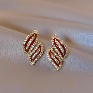 Orecchini a Perno Stile Francese a Forma di Foglia, Design Geometrico Elegante, Gioielli per Orecchie da Donna, per Uso Quotidiano, Outfit da Festa, Accessorio Regalo - Product Image 1