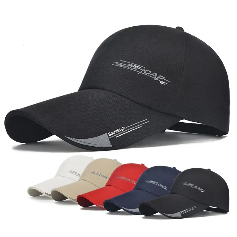 Custom Embroidered Logo Outdoor Long Visor Brim Shade Breathable Sun Hat Blank Baseball Caps Gorras