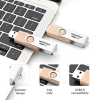 Clé USB rotative en bois avec logo personnalisé, 16 Go, 32 Go, 64 Go, clé USB cadeau