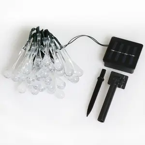 LED Solar Powered Lights String Outdoor 50 lamp beads Waterproof Bulbs Solar water droplet shape lamp string