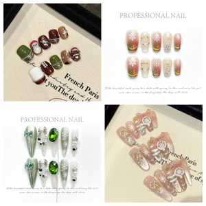 Colección navideña hecha a mano, abalorios para <span class=keywords><strong>uñas</strong></span>, <span class=keywords><strong>uñas</strong></span> de prensa falsas de ABS de lujo con logotipo personalizado, embalaje, suministros de salón a granel - Product Image 5