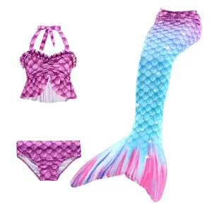 3Pcs Mädchen Badeanzug Kind Bade bekleidung Meerjungfrau Schwanz Prinzessin Bikini Badeanzug Set