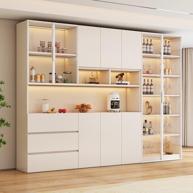 Luxury Glass Wine Cabinet Sideboard Display Living Room Modern Integrated Wine Cabinet Storage
