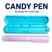 Stock suffisant de stylos à bonbons réutilisables en plastique coloré (avec boîte)