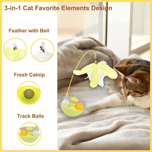 <b>Interactive</b> <b>Cat</b> Teaser Wand Long Handle Feather <b>Toy</b> Leak Food Tumbler Kitten Self Entertainment Pet <b>Toy</b> - Product Image 4