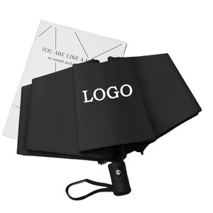 Parapluies promotionnels personnalisés à prix de gros, entièrement automatiques, minimalistes, imperméables, en polyester avec revêtement UV, à 3 plis et armatures métalliques - Product Image 1