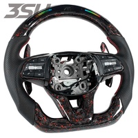 Volant personnalisé en carbone forgé rouge avec LED, cuir perforé pour Genesis G70 toutes finitions 2021+, artisanat exquis