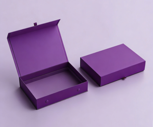Caja de regalo de cartón de lujo personalizada morada con tapa magnética y logotipo personalizado - Product Image 2