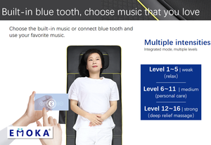 Vibrador eléctrico de cuerpo completo, función de terapia, calor, cama de masaje cómoda, colchón con música de audio - Product Image 4