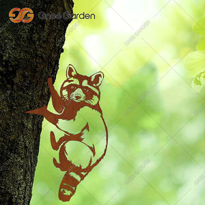 Ornement de jardin de raton laveur en acier Corten matériel en métal découpé au laser extérieur rouille naturelle certifié CE résistant aux intempéries décor à la maison - Product Image 5