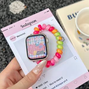 Bracelet IVANHOE arc-en-ciel dégradé pour Apple Watch, bracelet élastique souple pour <span class=keywords><strong>iWatch</strong></span> 11 10 9 8 SE, 42 49 46 45 41 44 mm - Product Image 6