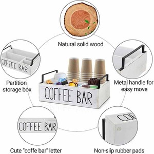 Wooden Coffee Storage <b>Box</b> Rectangle Compartmentalized Desktop Organizer For <b>Tea</b> Bag And Coffee Supplies - Product Image 2