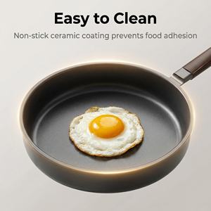 Poêle à frire antiadhésive en fonte avec revêtement de qualité alimentaire, résistante à la chaleur, manche en bois, compatible avec toutes les plaques de cuisson, pour la cuisine domestique - Product Image 4