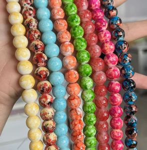 Stock para la venta 8mm mezclados diferentes colores 2 hebras Cada uno disponible Jade Color cristal cuentas florales para accesorio de joyería - Product Image 6